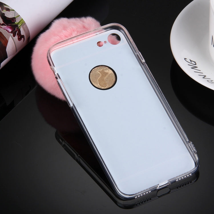 For  iPhone 8 & 7  Electroplating Mirror TPU Protective Cover Case with Furry Ball Chain Pendant