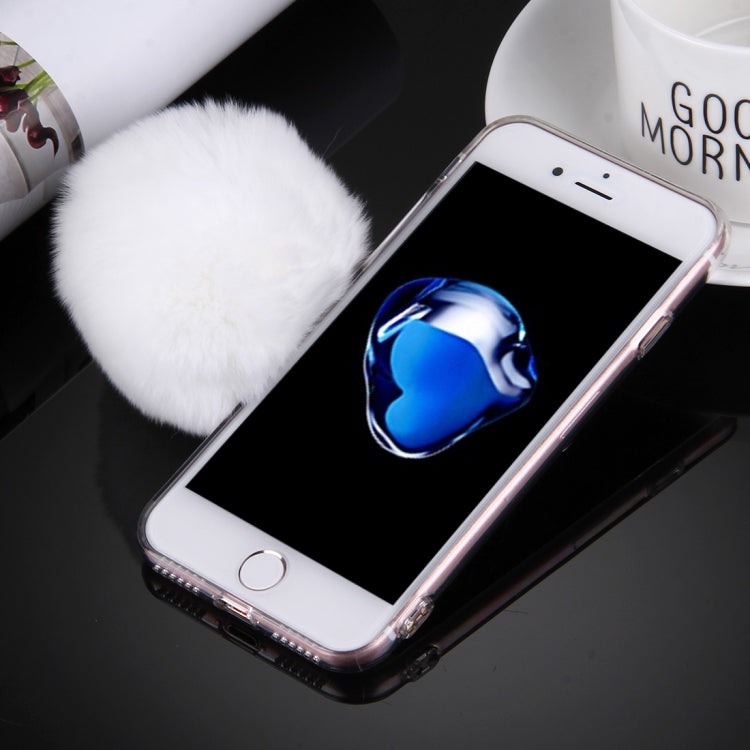 For  iPhone 8 & 7  Electroplating Mirror TPU Protective Cover Case with Furry Ball Chain Pendant