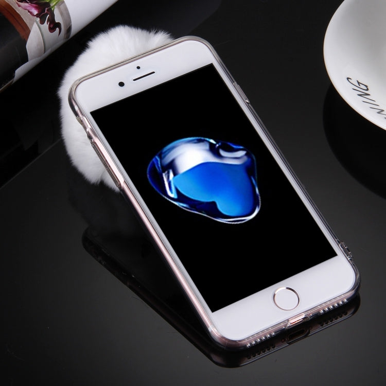 For  iPhone 8 & 7  Electroplating Mirror TPU Protective Cover Case with Furry Ball Chain Pendant