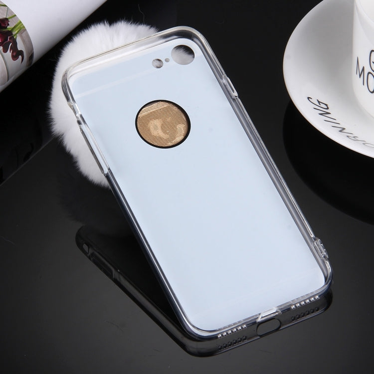 For  iPhone 8 & 7  Electroplating Mirror TPU Protective Cover Case with Furry Ball Chain Pendant