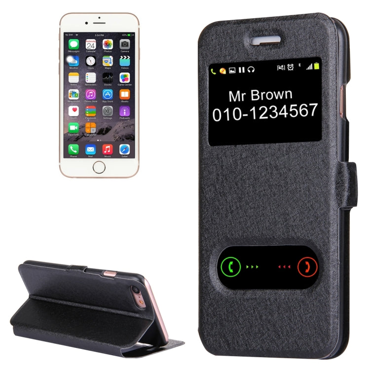 For  iPhone 8 & 7  Silk Texture Horizontal Flip Solid Color Leather Case with Call Display ID & Holder