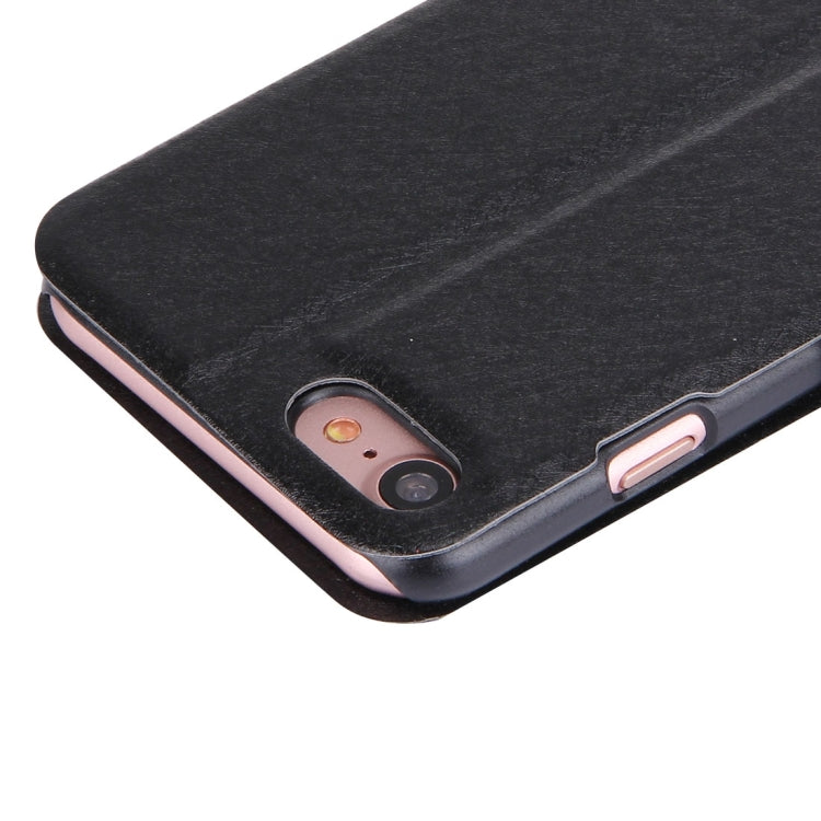 For  iPhone 8 & 7  Silk Texture Horizontal Flip Solid Color Leather Case with Call Display ID & Holder