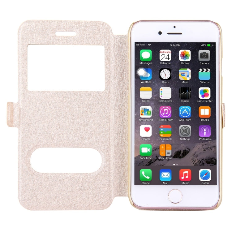 For  iPhone 8 & 7  Silk Texture Horizontal Flip Solid Color Leather Case with Call Display ID & Holder