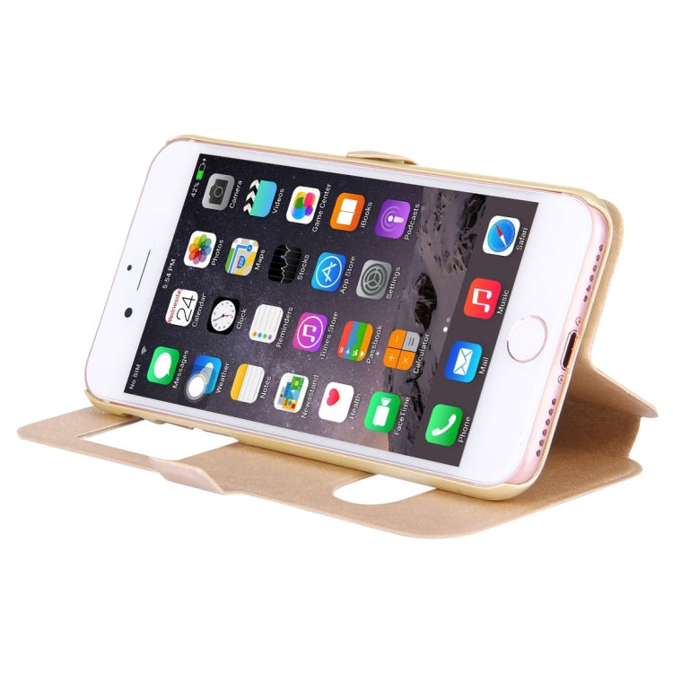 For  iPhone 8 & 7  Silk Texture Horizontal Flip Solid Color Leather Case with Call Display ID & Holder