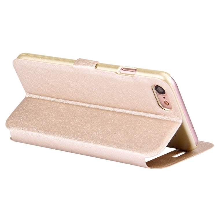 For  iPhone 8 & 7  Silk Texture Horizontal Flip Solid Color Leather Case with Call Display ID & Holder