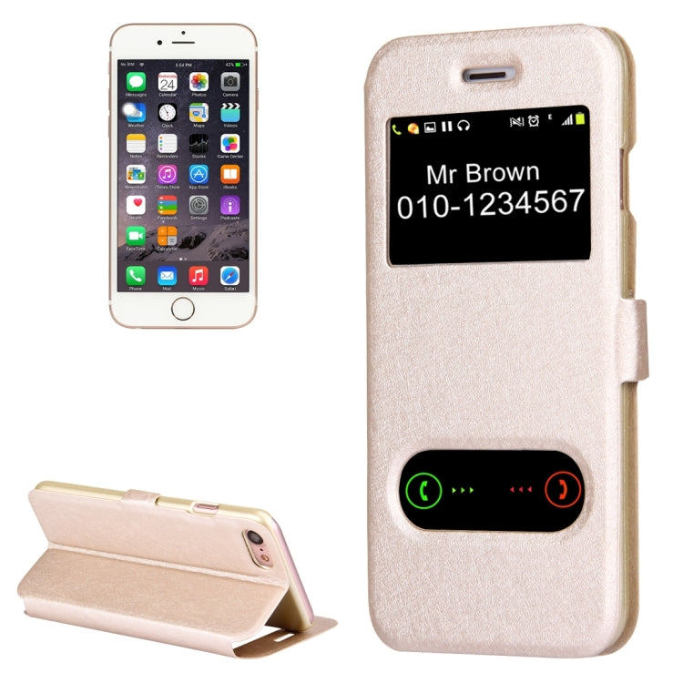 For  iPhone 8 & 7  Silk Texture Horizontal Flip Solid Color Leather Case with Call Display ID & Holder