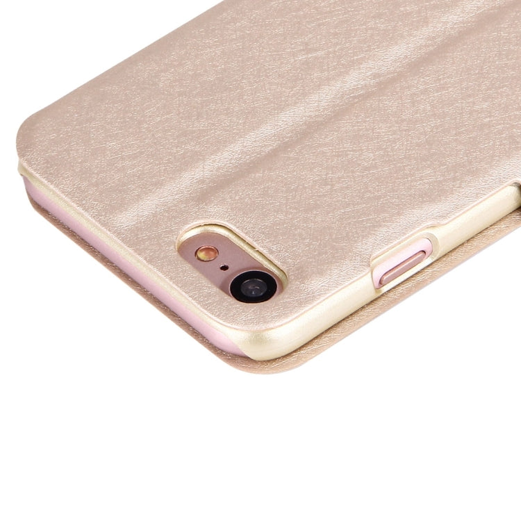 For  iPhone 8 & 7  Silk Texture Horizontal Flip Solid Color Leather Case with Call Display ID & Holder