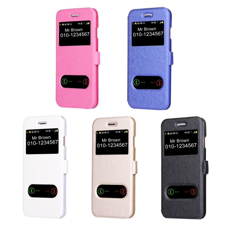 For  iPhone 8 & 7  Silk Texture Horizontal Flip Solid Color Leather Case with Call Display ID & Holder