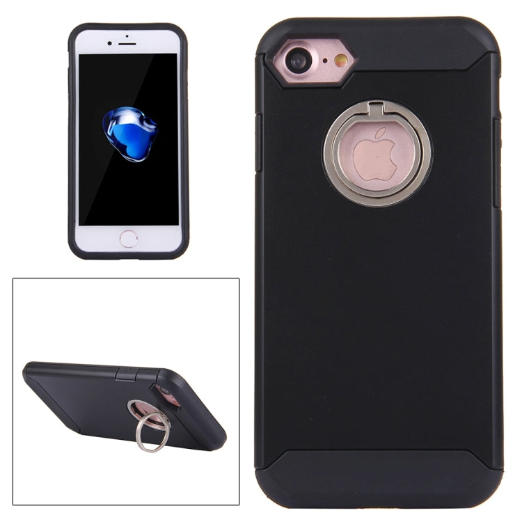 For  iPhone 8 & 7  Anti-Drop Shockproof Dual Layer TPU + PC Protective Case with Hidden Ring Holder
