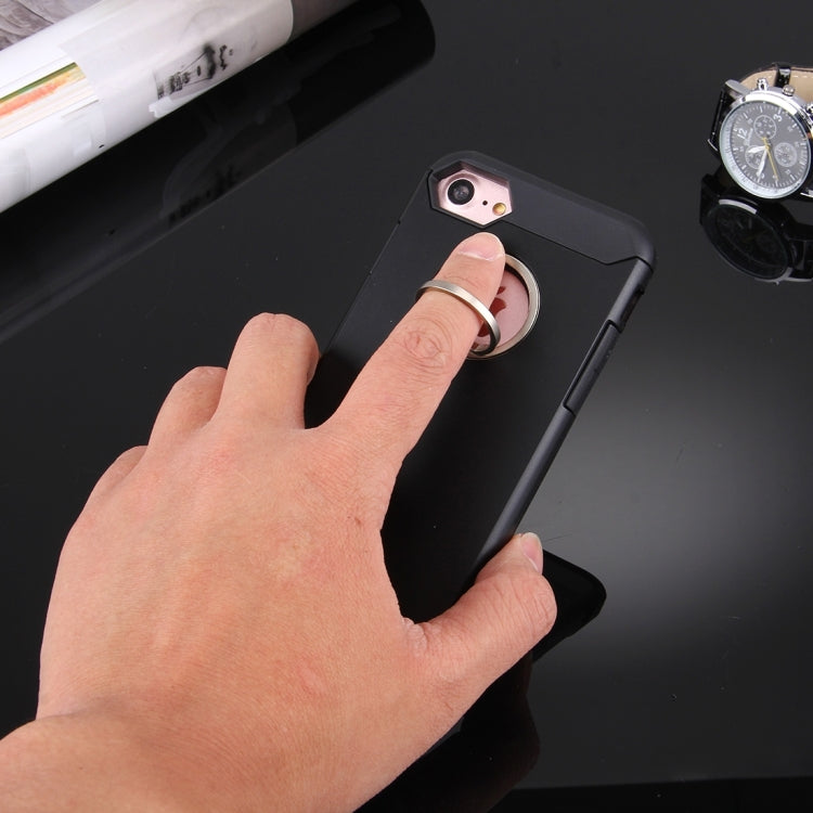 For  iPhone 8 & 7  Anti-Drop Shockproof Dual Layer TPU + PC Protective Case with Hidden Ring Holder