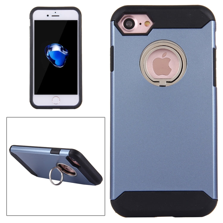 For  iPhone 8 & 7  Anti-Drop Shockproof Dual Layer TPU + PC Protective Case with Hidden Ring Holder