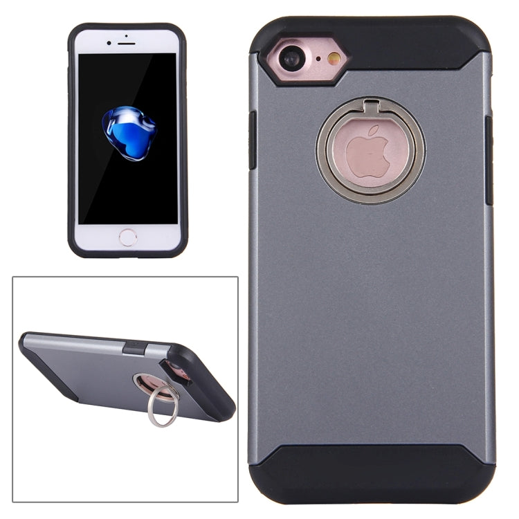 For  iPhone 8 & 7  Anti-Drop Shockproof Dual Layer TPU + PC Protective Case with Hidden Ring Holder