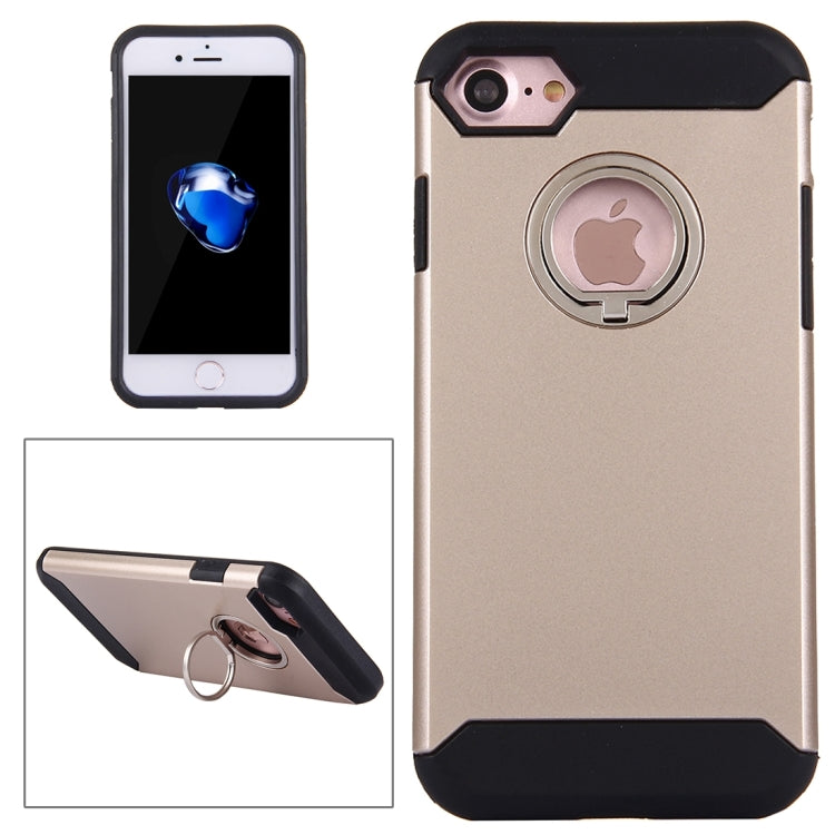 For  iPhone 8 & 7  Anti-Drop Shockproof Dual Layer TPU + PC Protective Case with Hidden Ring Holder