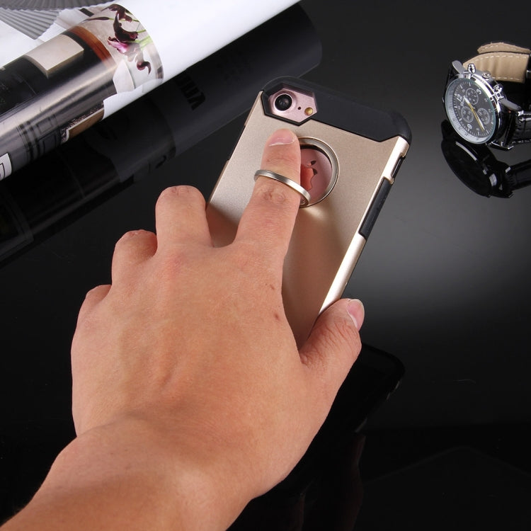 For  iPhone 8 & 7  Anti-Drop Shockproof Dual Layer TPU + PC Protective Case with Hidden Ring Holder