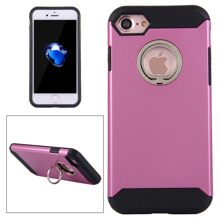 For  iPhone 8 & 7  Anti-Drop Shockproof Dual Layer TPU + PC Protective Case with Hidden Ring Holder