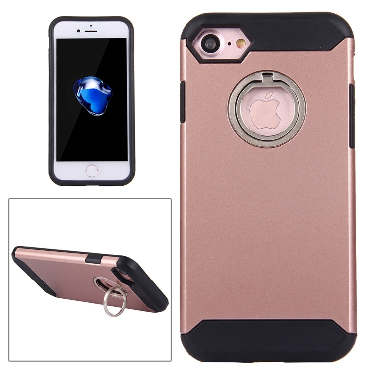 For  iPhone 8 & 7  Anti-Drop Shockproof Dual Layer TPU + PC Protective Case with Hidden Ring Holder