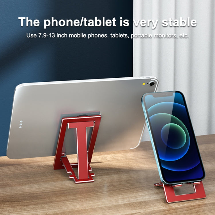 QQB002 Aluminium Alloy Retractable Phone Lazy Bracket Foldable Desktop Holder for Phones / Tablets within 7.9 inches