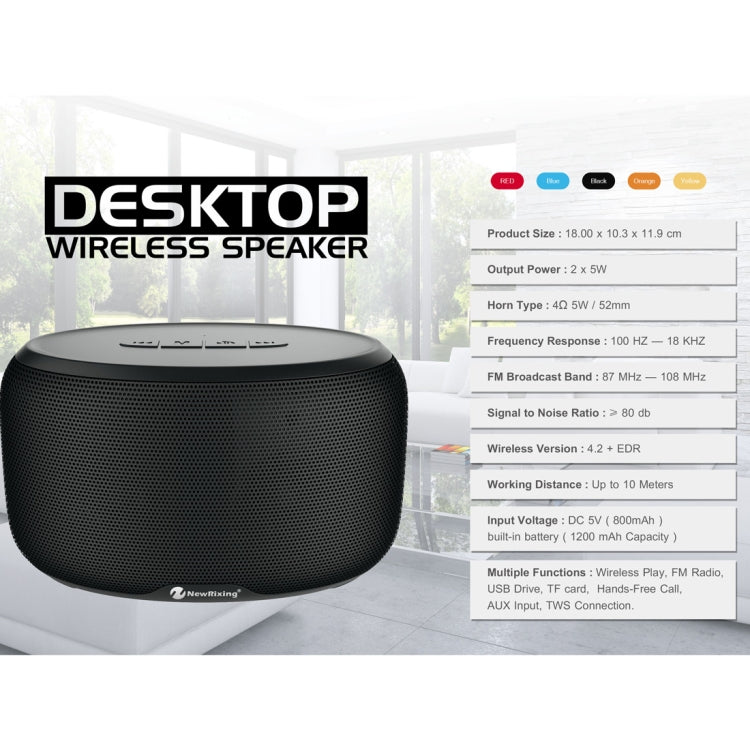 NewRixing NR-4015 10W Simple Portable Wireless Bluetooth Stereo Speaker Support TWS Function Speaker