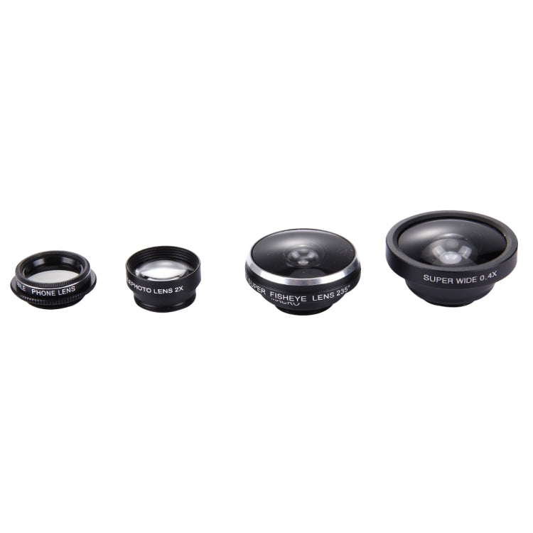 Universal 0.4X Super Wide Angle Lens+235 Degrees Fisheye Lens & 19X Macro+Telephoto Lens 2X+CPL Lens+Smiling Face Clip, For Tablets, iPhone, Samsung, Huawei, Xiaomi, HTC and Other Smartphones
