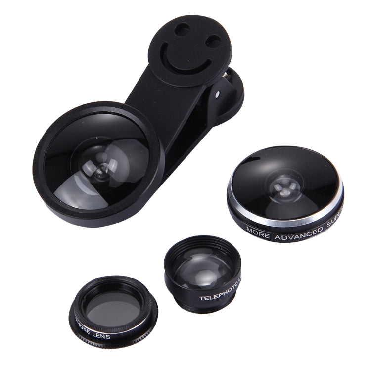 Universal 0.4X Super Wide Angle Lens+235 Degrees Fisheye Lens & 19X Macro+Telephoto Lens 2X+CPL Lens+Smiling Face Clip, For Tablets, iPhone, Samsung, Huawei, Xiaomi, HTC and Other Smartphones