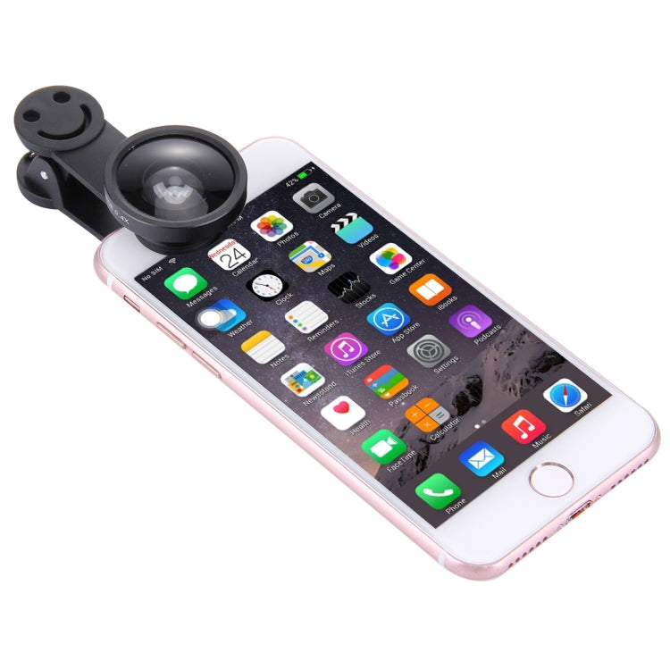 Universal 0.4X Super Wide Angle Lens+235 Degrees Fisheye Lens & 19X Macro+Telephoto Lens 2X+CPL Lens+Smiling Face Clip, For Tablets, iPhone, Samsung, Huawei, Xiaomi, HTC and Other Smartphones