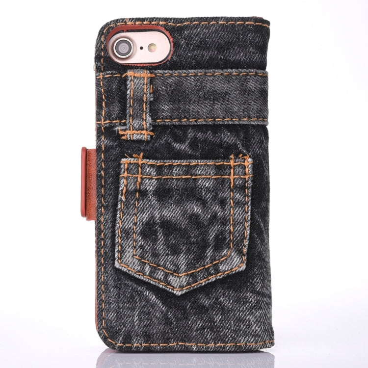 For  iPhone 8 & 7  Denim Cloth Texture Horizontal Flip Leather Case with Holder & Card Slots & Wallet