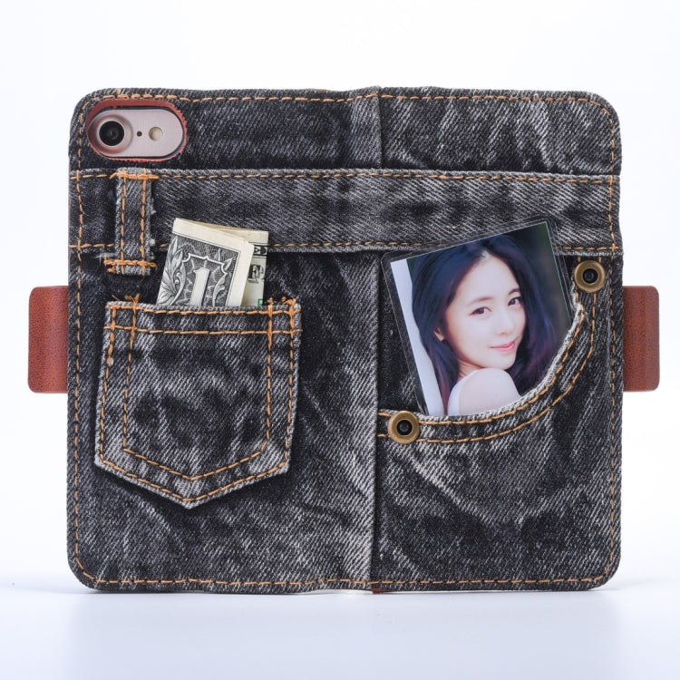 For  iPhone 8 & 7  Denim Cloth Texture Horizontal Flip Leather Case with Holder & Card Slots & Wallet