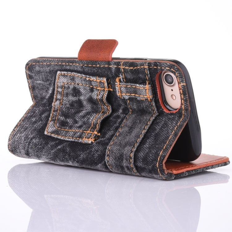 For  iPhone 8 & 7  Denim Cloth Texture Horizontal Flip Leather Case with Holder & Card Slots & Wallet
