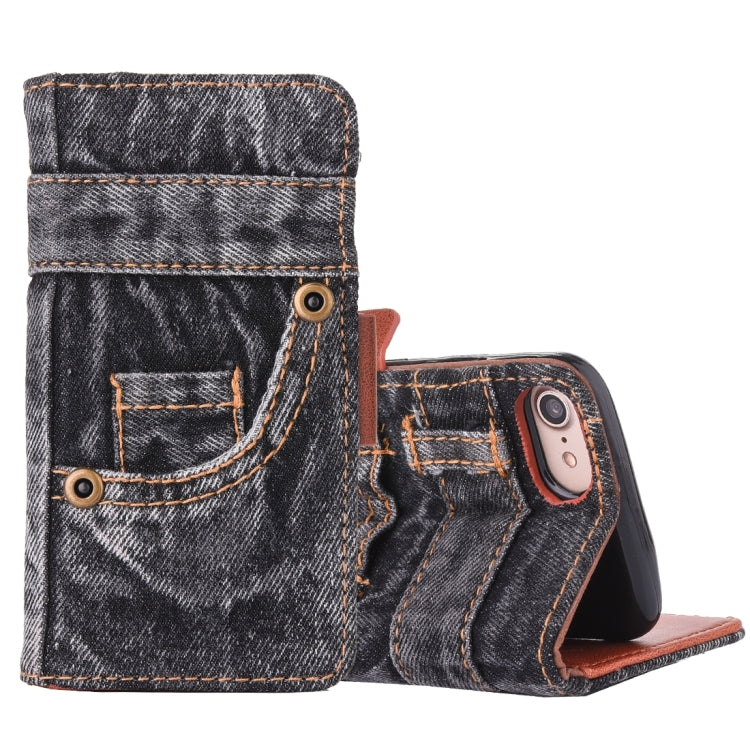 For  iPhone 8 & 7  Denim Cloth Texture Horizontal Flip Leather Case with Holder & Card Slots & Wallet