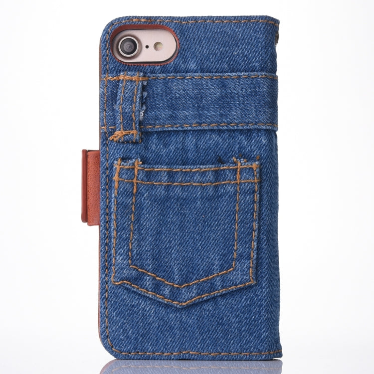 For  iPhone 8 & 7  Denim Cloth Texture Horizontal Flip Leather Case with Holder & Card Slots & Wallet