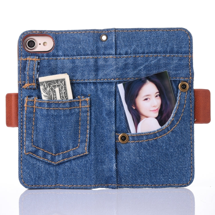 For  iPhone 8 & 7  Denim Cloth Texture Horizontal Flip Leather Case with Holder & Card Slots & Wallet