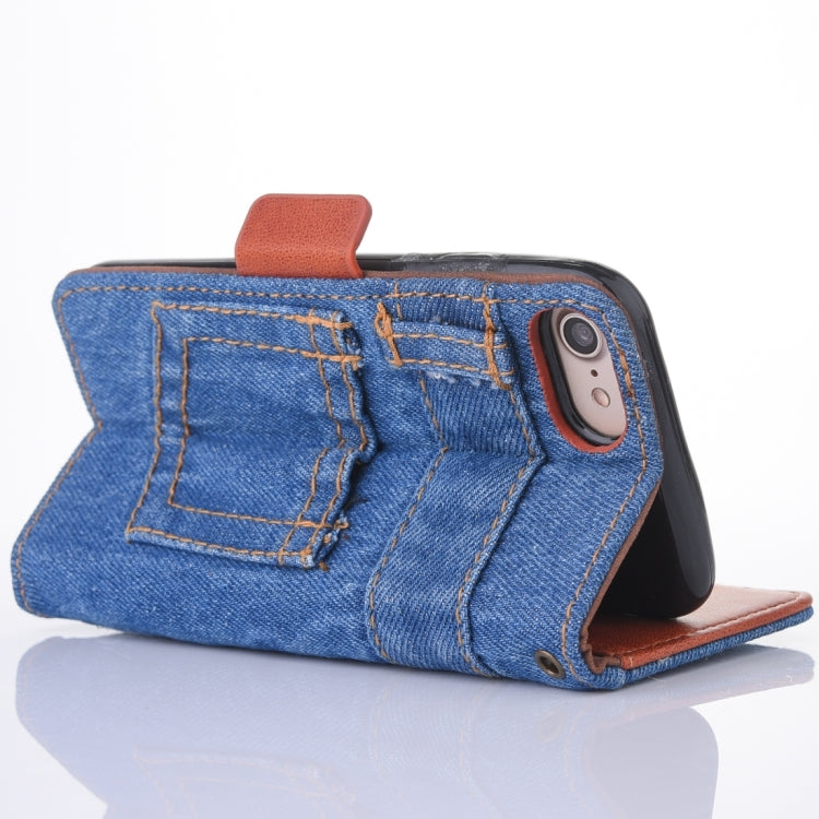 For  iPhone 8 & 7  Denim Cloth Texture Horizontal Flip Leather Case with Holder & Card Slots & Wallet