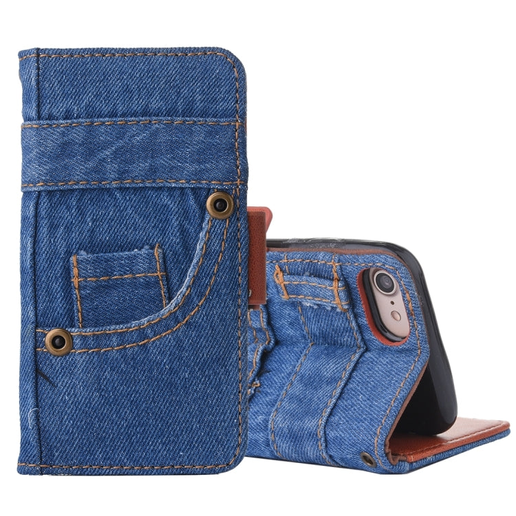For  iPhone 8 & 7  Denim Cloth Texture Horizontal Flip Leather Case with Holder & Card Slots & Wallet