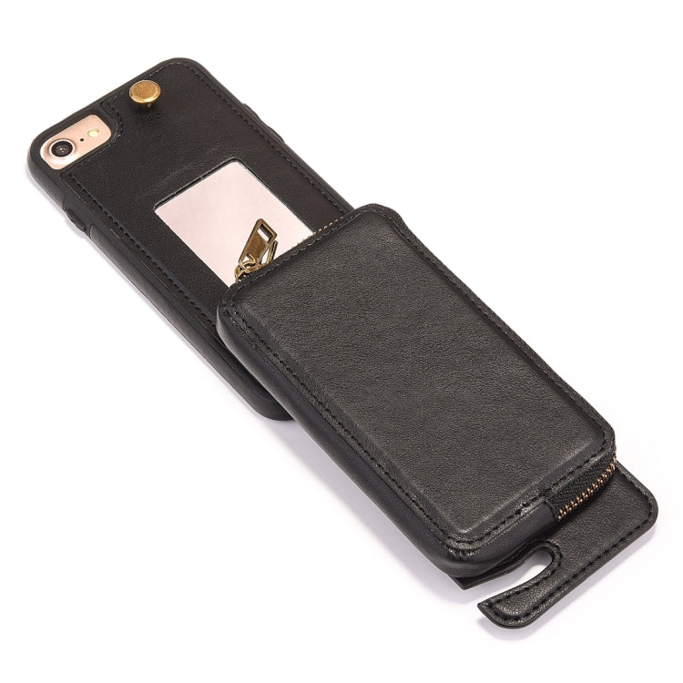 For  iPhone 8 & 7  Removable Rotation TPU + Leather Protective Case with Zipper Wallet Bag
