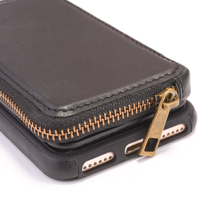 For  iPhone 8 & 7  Removable Rotation TPU + Leather Protective Case with Zipper Wallet Bag