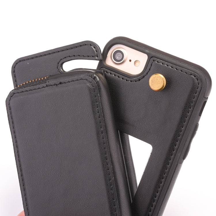 For  iPhone 8 & 7  Removable Rotation TPU + Leather Protective Case with Zipper Wallet Bag