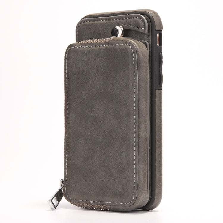 For  iPhone 8 & 7  Removable Rotation TPU + Leather Protective Case with Zipper Wallet Bag