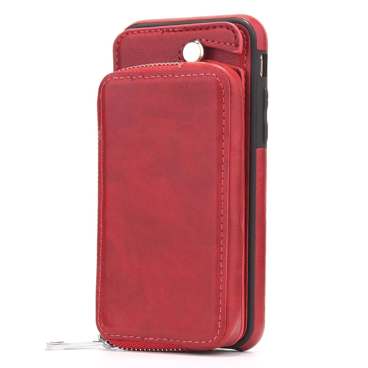 For  iPhone 8 & 7  Removable Rotation TPU + Leather Protective Case with Zipper Wallet Bag