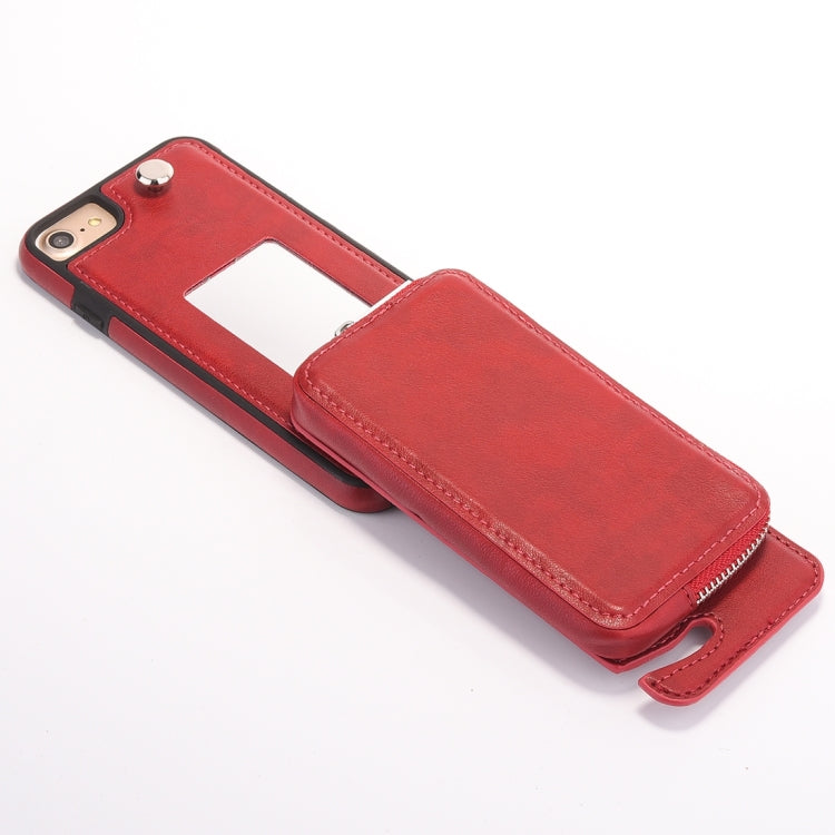 For  iPhone 8 & 7  Removable Rotation TPU + Leather Protective Case with Zipper Wallet Bag