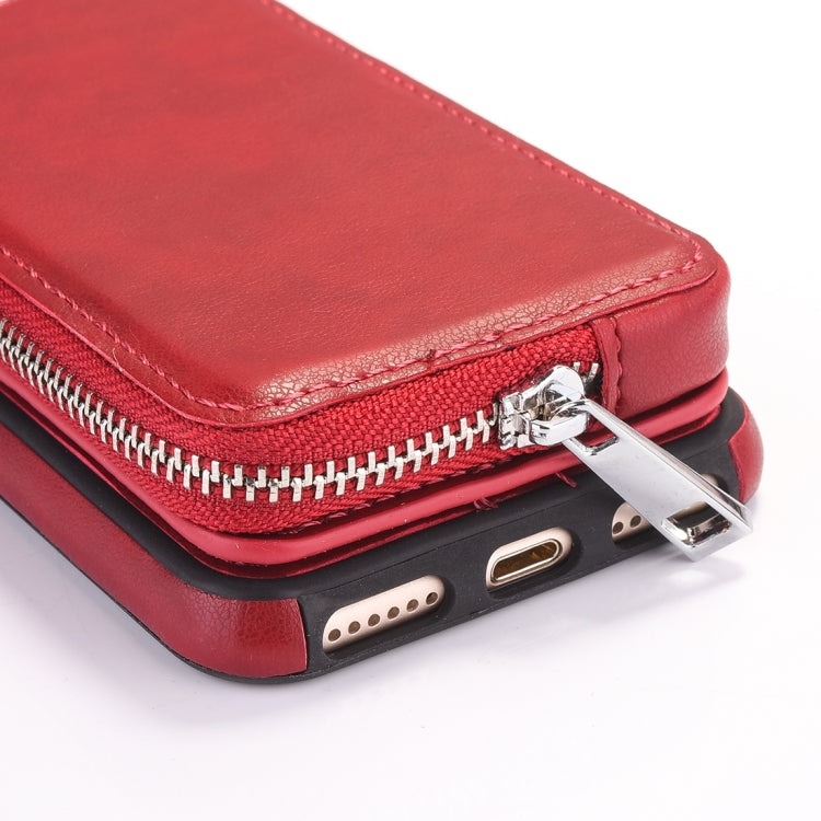 For  iPhone 8 & 7  Removable Rotation TPU + Leather Protective Case with Zipper Wallet Bag