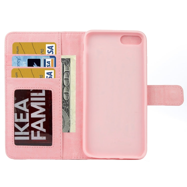 For  iPhone 8 & 7  Separable Crazy Horse Texture Zipper Wallet Style Flip Leather Case