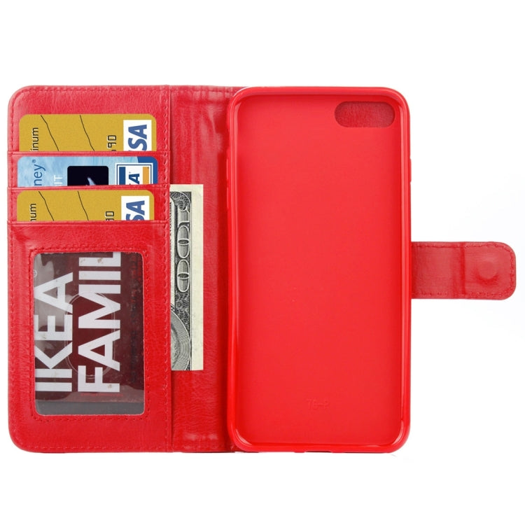 For  iPhone 8 & 7  Separable Crazy Horse Texture Zipper Wallet Style Flip Leather Case