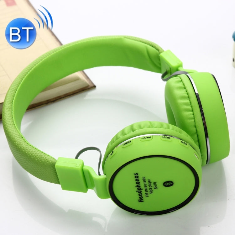 SH-10 Headband Folding Stereo Wireless Bluetooth Headphone Headset, Support 3.5mm Audio & Handsfree Call & TF Card & FM , for iPhone, iPad, iPod, Samsung, HTC, Sony, Huawei, Xiaomi and other Audio Devices(Green)