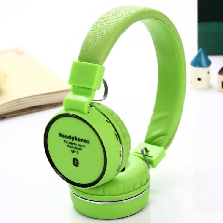 SH-10 Headband Folding Stereo Wireless Bluetooth Headphone Headset, Support 3.5mm Audio & Handsfree Call & TF Card & FM , for iPhone, iPad, iPod, Samsung, HTC, Sony, Huawei, Xiaomi and other Audio Devices(Green)
