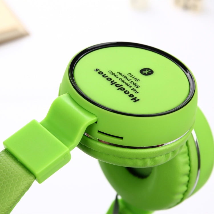 SH-10 Headband Folding Stereo Wireless Bluetooth Headphone Headset, Support 3.5mm Audio & Handsfree Call & TF Card & FM , for iPhone, iPad, iPod, Samsung, HTC, Sony, Huawei, Xiaomi and other Audio Devices(Green)