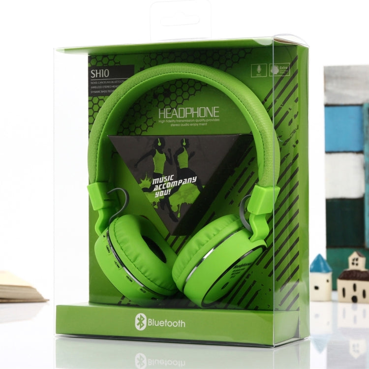 SH-10 Headband Folding Stereo Wireless Bluetooth Headphone Headset, Support 3.5mm Audio & Handsfree Call & TF Card & FM , for iPhone, iPad, iPod, Samsung, HTC, Sony, Huawei, Xiaomi and other Audio Devices(Green)