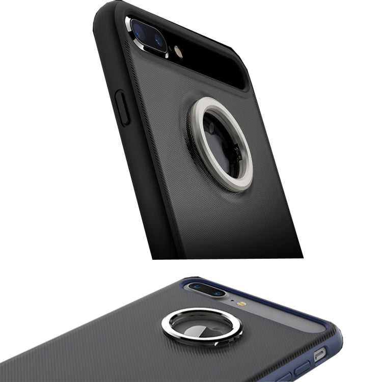 Rock for  iPhone 8 & 7  Antiskid Texture TPU + PC Protective Case with Metal Ring Holder & Magnetic Adsorption Function