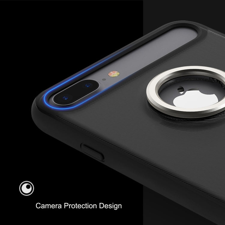 Rock for  iPhone 8 & 7  Antiskid Texture TPU + PC Protective Case with Metal Ring Holder & Magnetic Adsorption Function