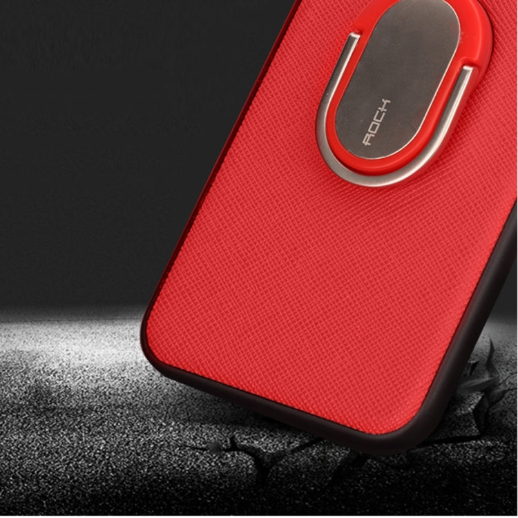 Rock for  iPhone 8 & 7  Antiskid Texture PU Surface + PC Protective Case with TPU Frame & Magnetic Metal Ring Holder