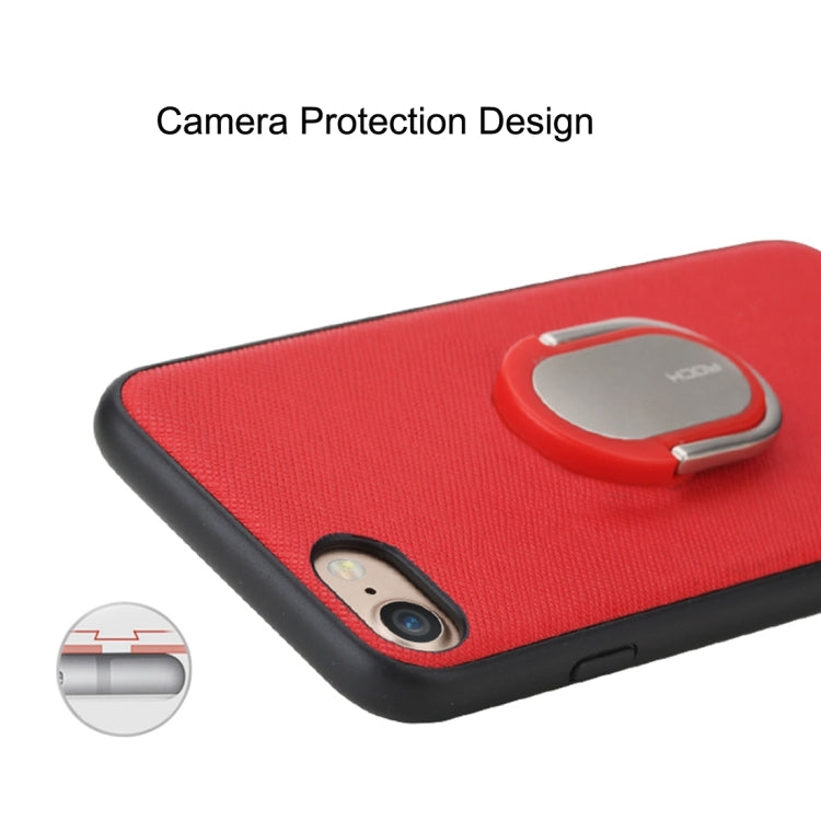 Rock for  iPhone 8 & 7  Antiskid Texture PU Surface + PC Protective Case with TPU Frame & Magnetic Metal Ring Holder